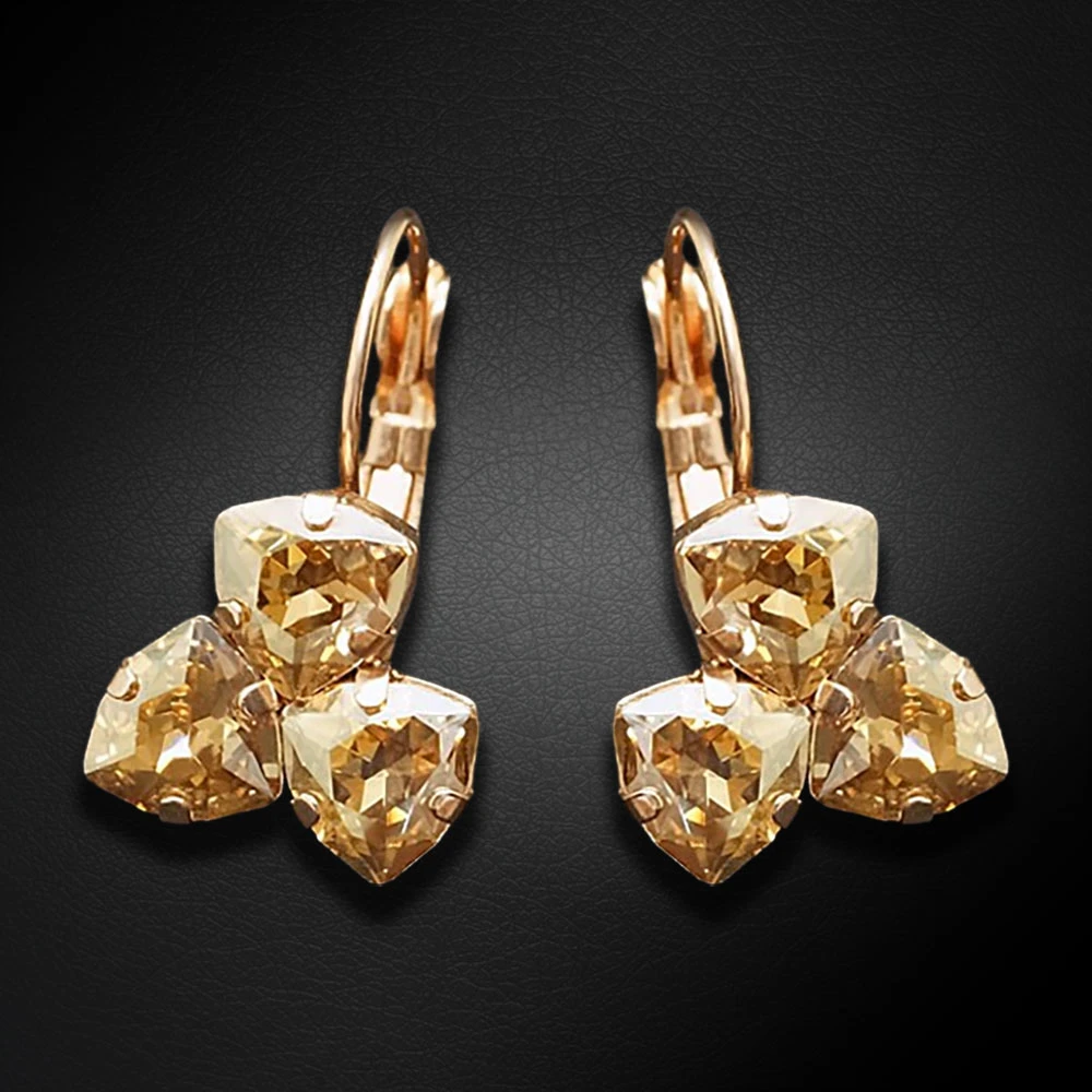 Diamond Sky Jewelry Auskarai „Bermuda Triangle III (Golden Shadow)“ su Swarovski® kristalais