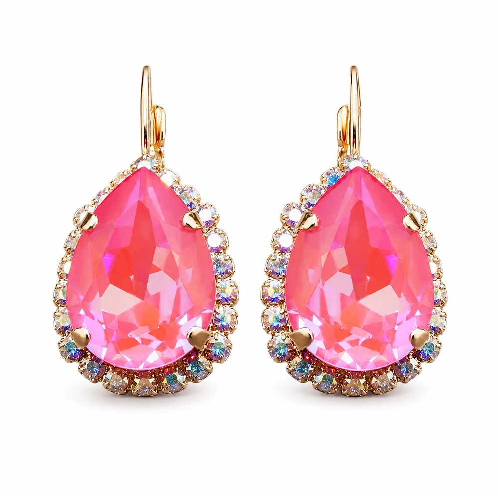 Diamond Sky Jewelry Auskarai „Celestial Drop III (Lotus Rožinė DeLite)“ su Swarovski® kristalais