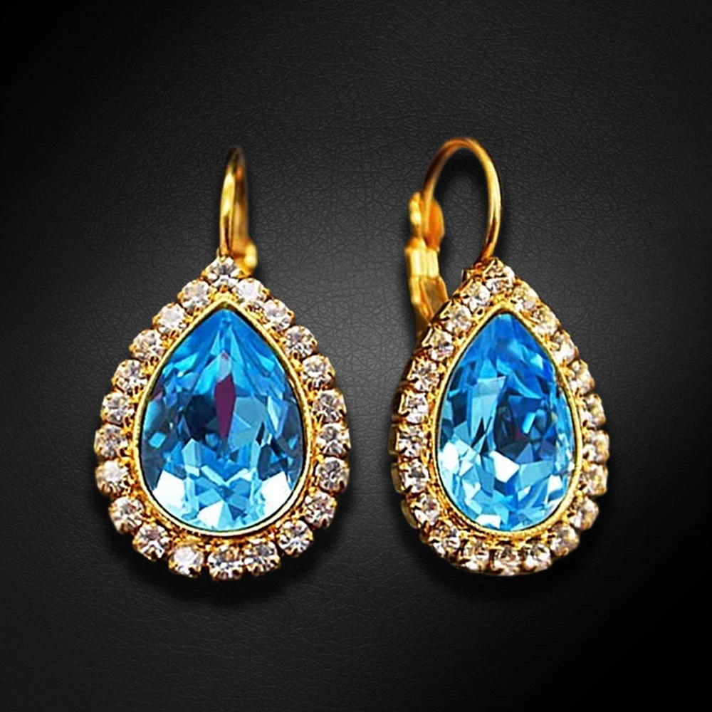 Diamond Sky Jewelry Auskarai „Celestial Drop (Aquamarine Mėlyna)“ su Swarovski® kristalais