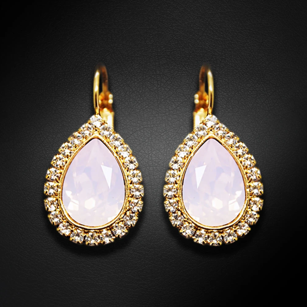 Diamond Sky Jewelry Auskarai „Celestial Drop (Rose Vanduo Opal)“ su Swarovski® kristalais
