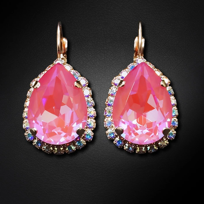 Diamond Sky Jewelry Auskarai „Celestial Drop III (Lotus Rožinė DeLite)“ su Swarovski® kristalais