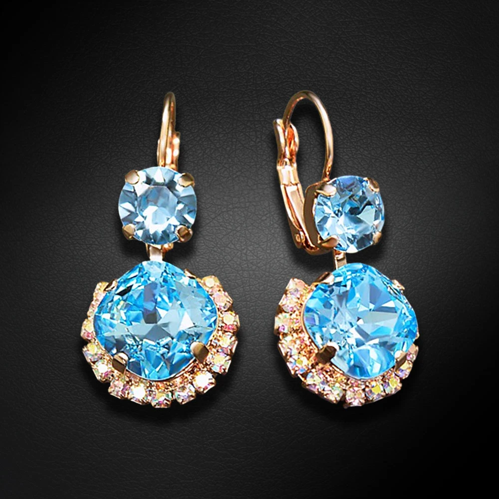 Diamond Sky Jewelry Auskarai „Clarice VI (Aquamarine Mėlyna)“ su Swarovski® kristalais
