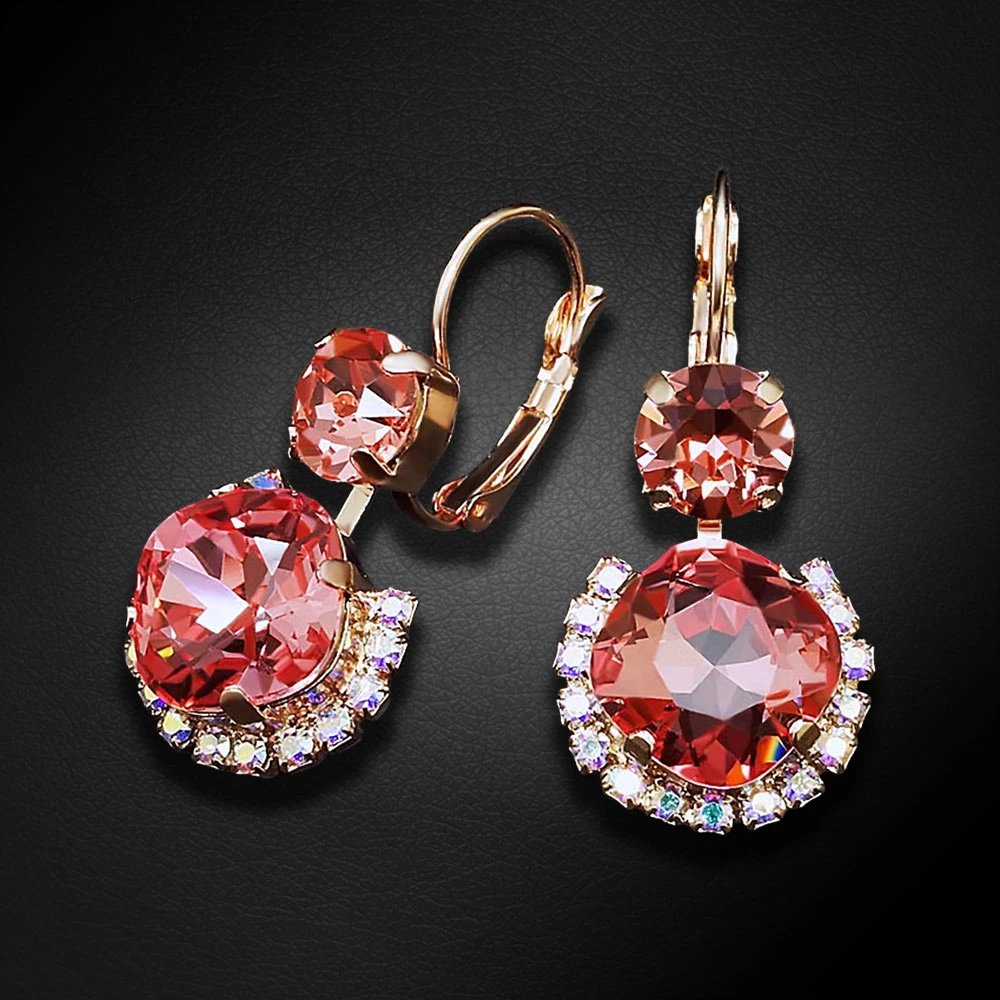 Diamond Sky Jewelry Auskarai „Clarice VI (Rose Peach)“ su Swarovski® kristalais