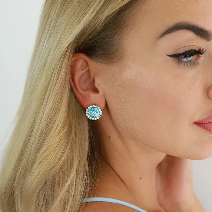 Diamond Sky Jewelry Auskarai „Clarice X (Aqua Bohemica)“ su Preciosa® kristalais