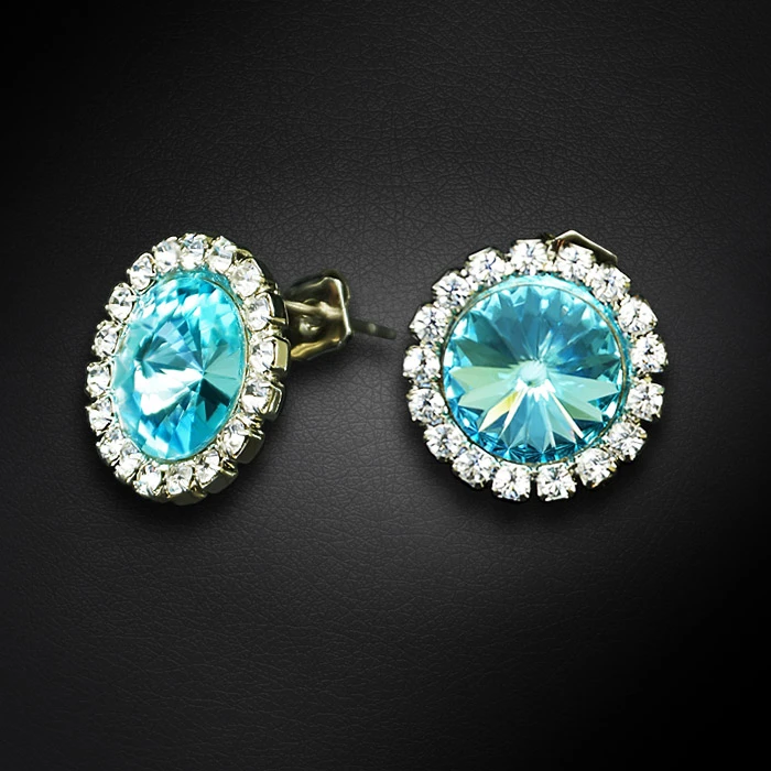 Diamond Sky Jewelry Auskarai „Clarice X (Aqua Bohemica)“ su Preciosa® kristalais