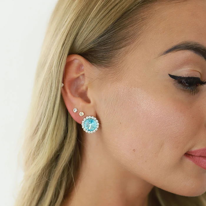 Diamond Sky Jewelry Auskarai „Clarice X (Aqua Bohemica)“ su Preciosa® kristalais
