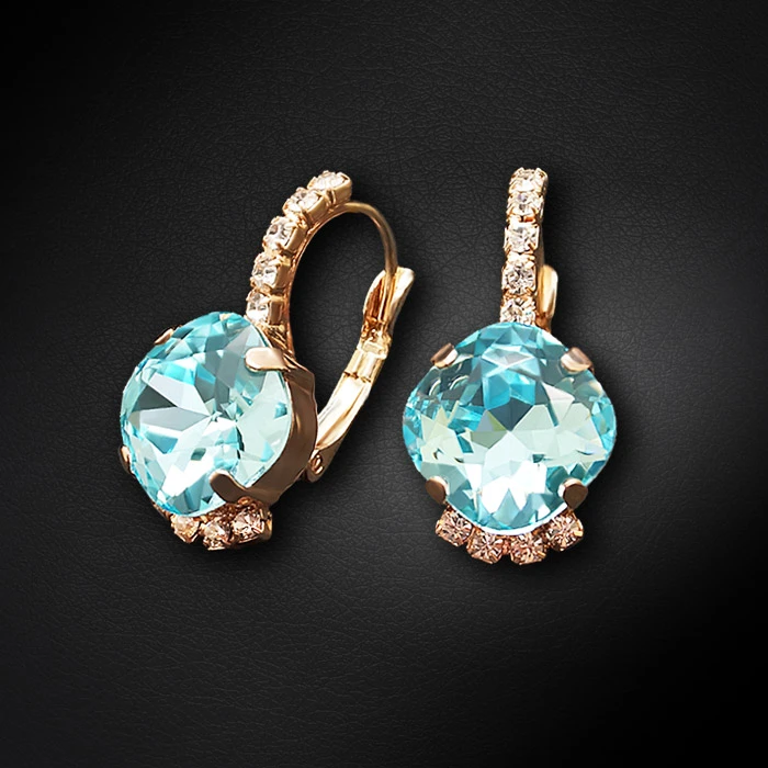 Diamond Sky Jewelry Auskarai „Crete (Aqua Bohemica)“ su Preciosa® kristalais