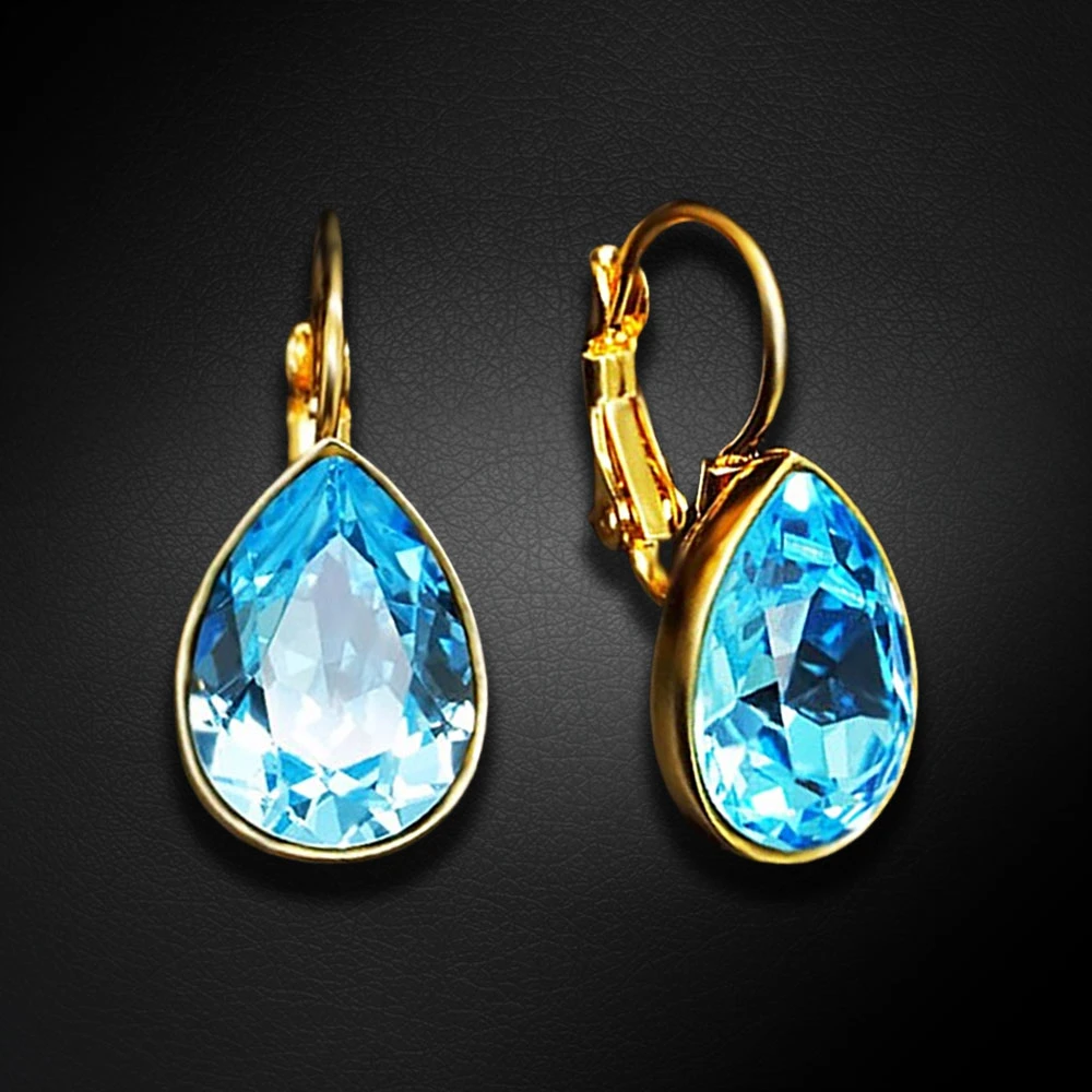 Diamond Sky Jewelry Auskarai „Crystal Drop (Aquamarine Mėlyna)“ su Swarovski® kristalais