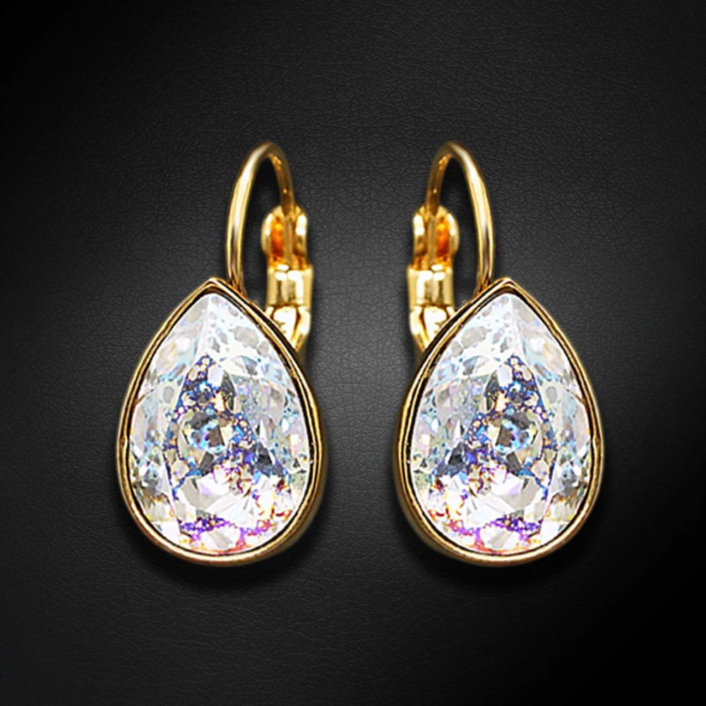 Diamond Sky Jewelry Auskarai „Crystal Drop (Baltas Patina)“ su Swarovski® kristalais