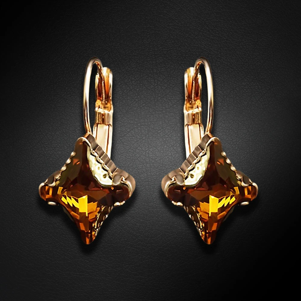 Diamond Sky Jewelry Auskarai „Crystal Rhombus II (Topaz Dorado)“ su Swarovski® kristalais