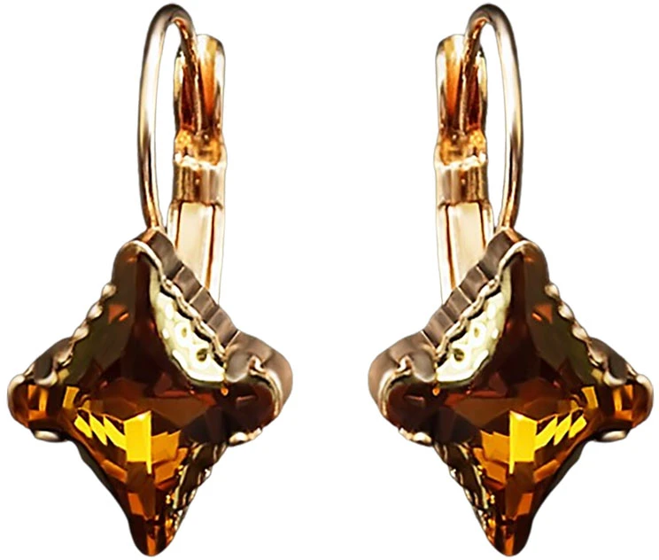 Diamond Sky Jewelry Auskarai „Crystal Rhombus II (Topaz Dorado)“ su Swarovski® kristalais