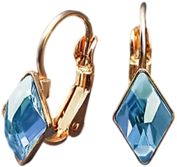 Diamond Sky Jewelry Auskarai „Crystal Rhombus IV (Aquamarine Mėlyna)“ su Swarovski® kristalais
