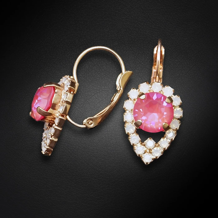 Diamond Sky Jewelry Auskarai „Diva (Lotus Rožinė DeLite)“ su Swarovski® kristalais