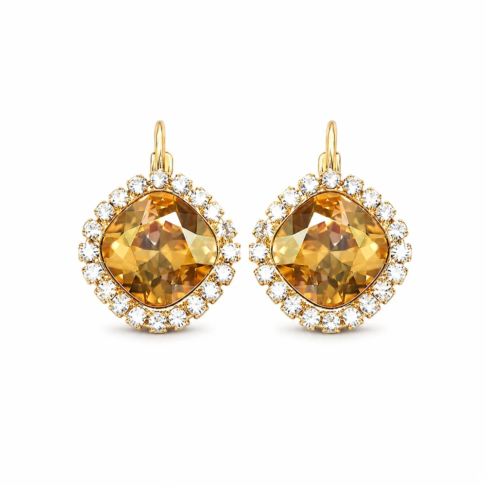 Diamond Sky Jewelry Auskarai „Glare III (Golden Shadow)“ su Swarovski® kristalais