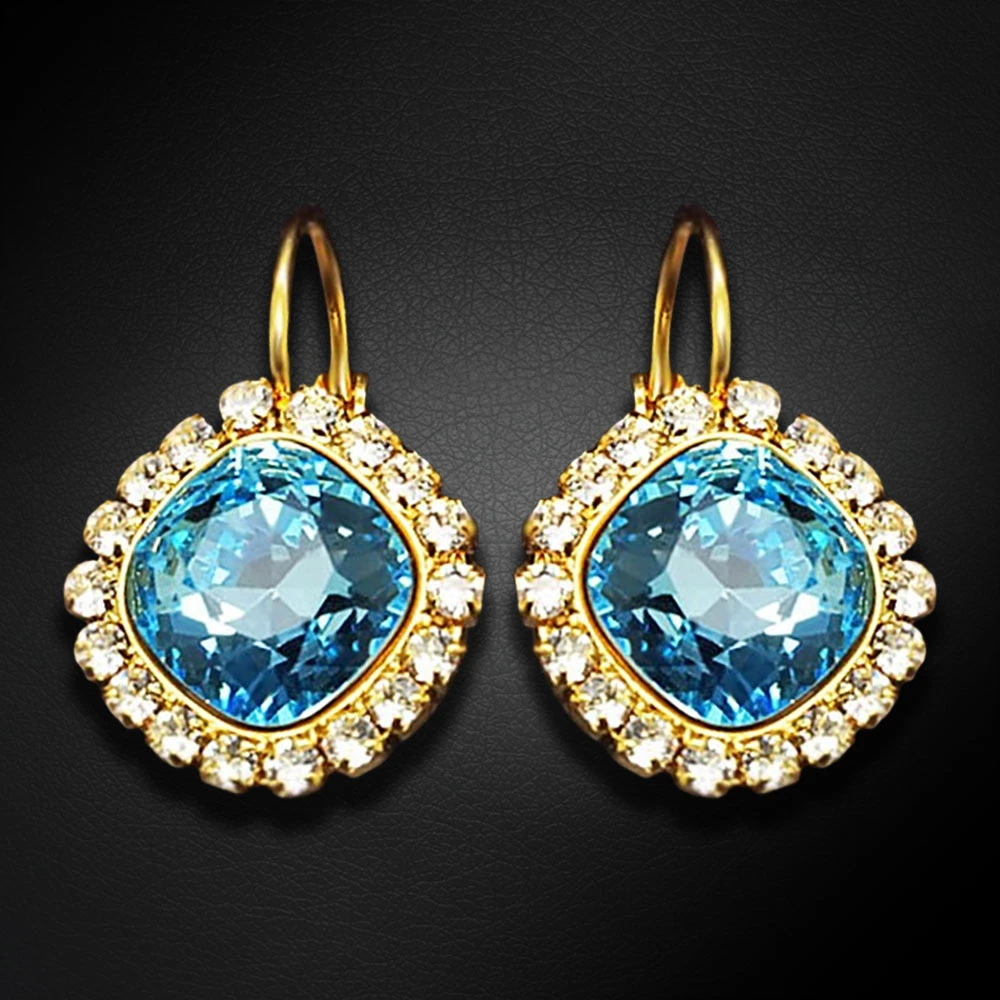 Diamond Sky Jewelry Auskarai „Glare III (Aquamarine Mėlyna)“ su Swarovski® kristalais