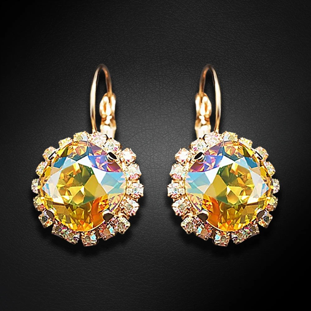 Diamond Sky Jewelry Auskarai „Glare III (Light Topaz Shimmer)“ su Swarovski® kristalais