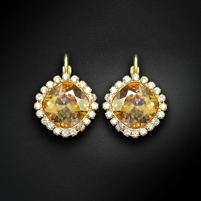Diamond Sky Jewelry Auskarai „Glare III (Golden Shadow)“ su Swarovski® kristalais