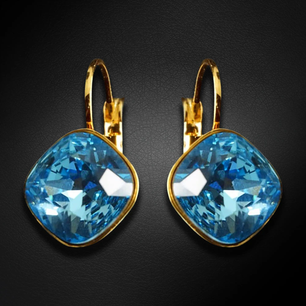 Diamond Sky Jewelry Auskarai „Glare IV (Aquamarine Mėlyna)“ su Swarovski® kristalais