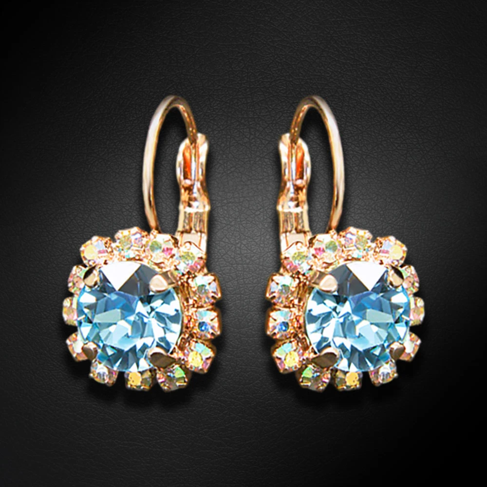 Diamond Sky Jewelry Auskarai „Glory II (Aquamarine Mėlyna)“ su Swarovski® kristalais