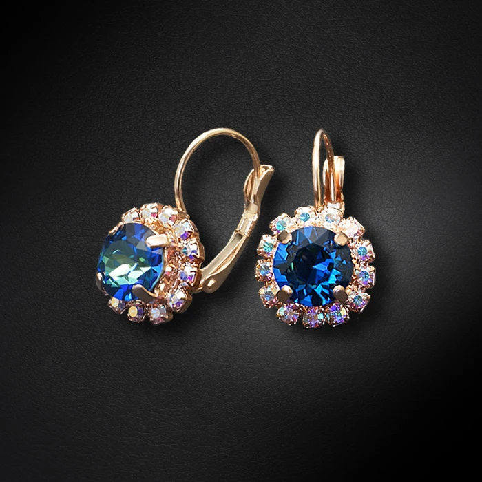 Diamond Sky Jewelry Auskarai „Glory II (Bermuda Mėlyna)“ su Swarovski® kristalais