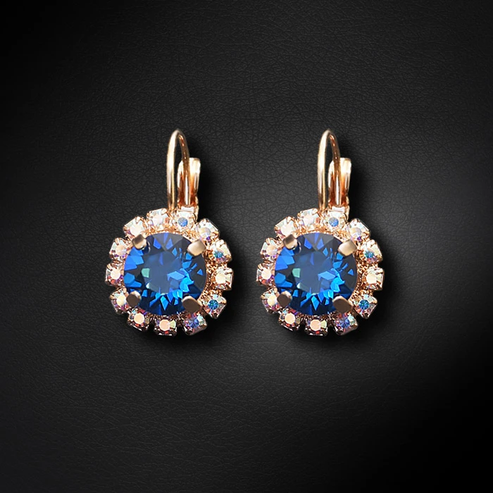 Diamond Sky Jewelry Auskarai „Glory II (Bermuda Mėlyna)“ su Swarovski® kristalais