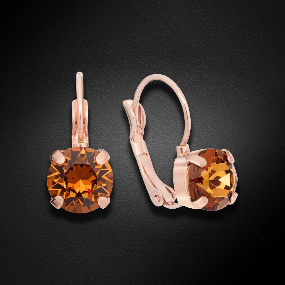 Diamond Sky Jewelry Auskarai „Glory II (Light Amber)“ su Swarovski® kristalais
