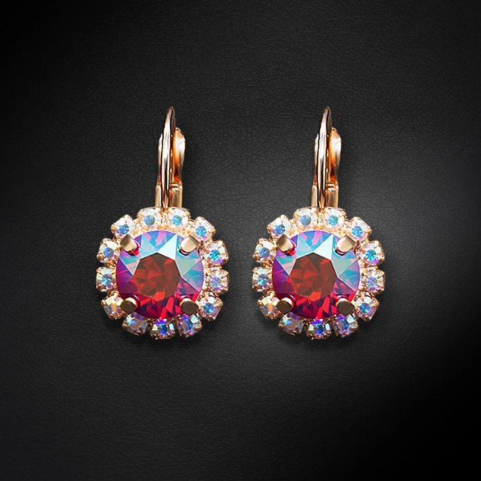 Diamond Sky Jewelry Auskarai „Glory II (Light Siam Shimmer)“ su Swarovski® kristalais