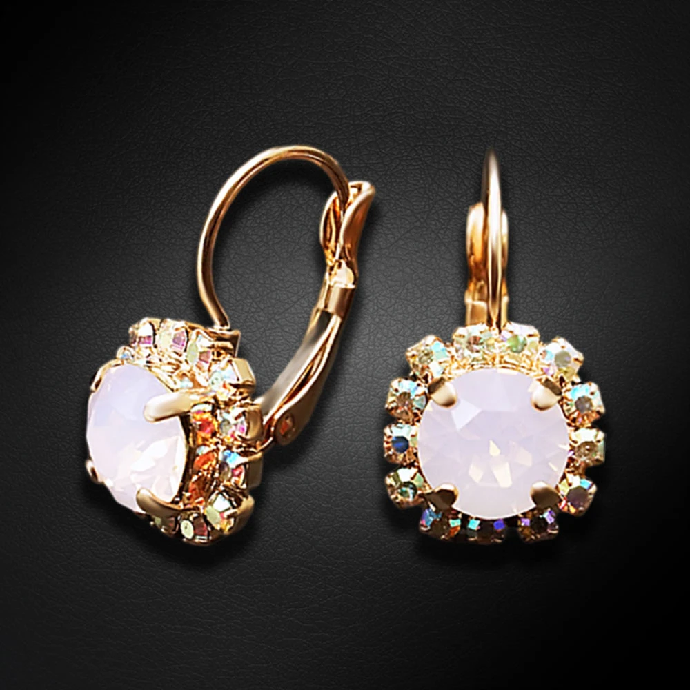 Diamond Sky Jewelry Auskarai „Glory II (Rose Vanduo Opal)“ su Swarovski® kristalais