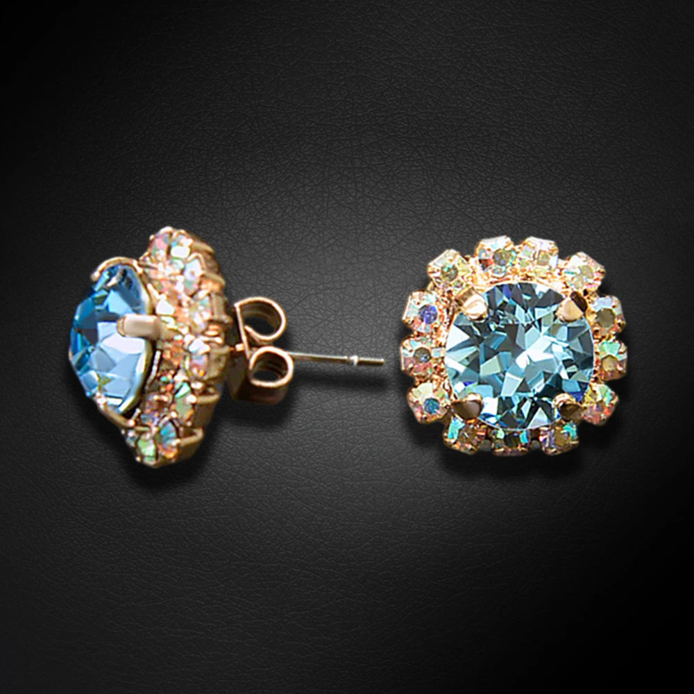 Diamond Sky Jewelry Auskarai „Glory III (Aquamarine Mėlyna)“ su Swarovski® kristalais