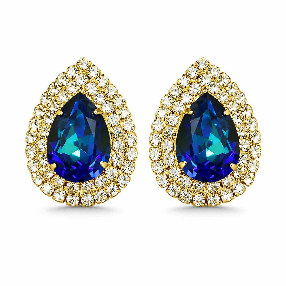 Diamond Sky Jewelry Auskarai „Jasmine (Bermuda Mėlyna)“ su Swarovski® kristalais