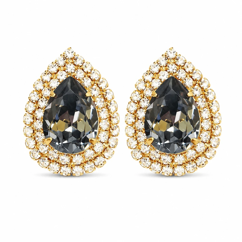 Diamond Sky Jewelry Auskarai „Jasmine (Sidabrinis Night)“ su Swarovski® kristalais