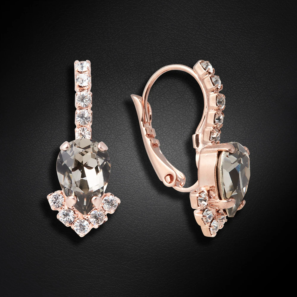Diamond Sky Jewelry Auskarai „Leonora II (Juodas Diamond)“ su Preciosa® kristalais