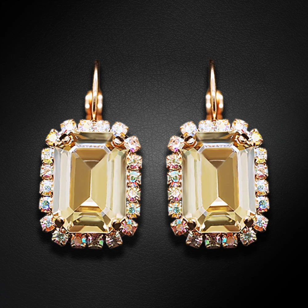 Diamond Sky Jewelry Auskarai „Lourdes II (Golden Shadow)“ su Swarovski® kristalais