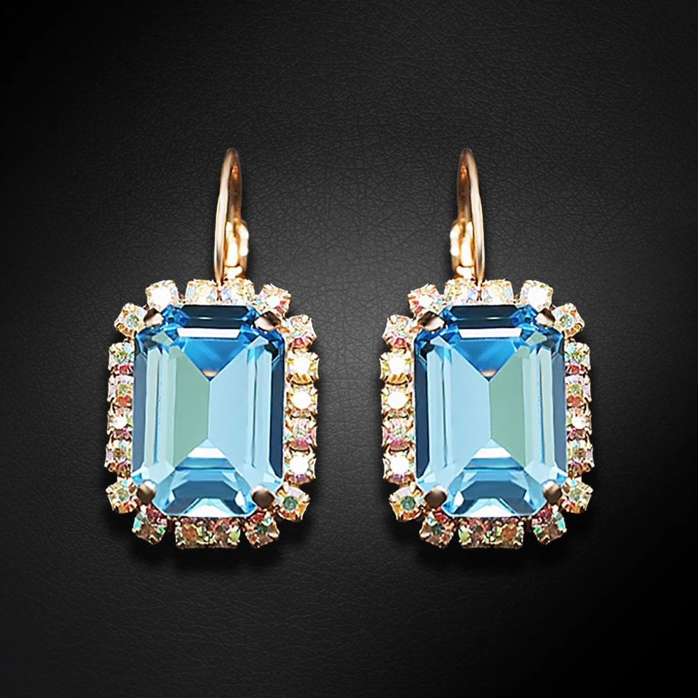 Diamond Sky Jewelry Auskarai „Lourdes II (Aquamarine Mėlyna)“ su Swarovski® kristalais