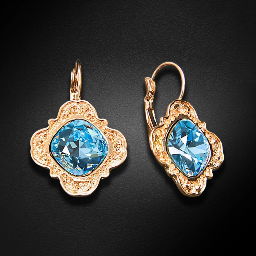 Diamond Sky Jewelry Auskarai „Nostalgia III (Aquamarine Mėlyna)“ su Swarovski® kristalais