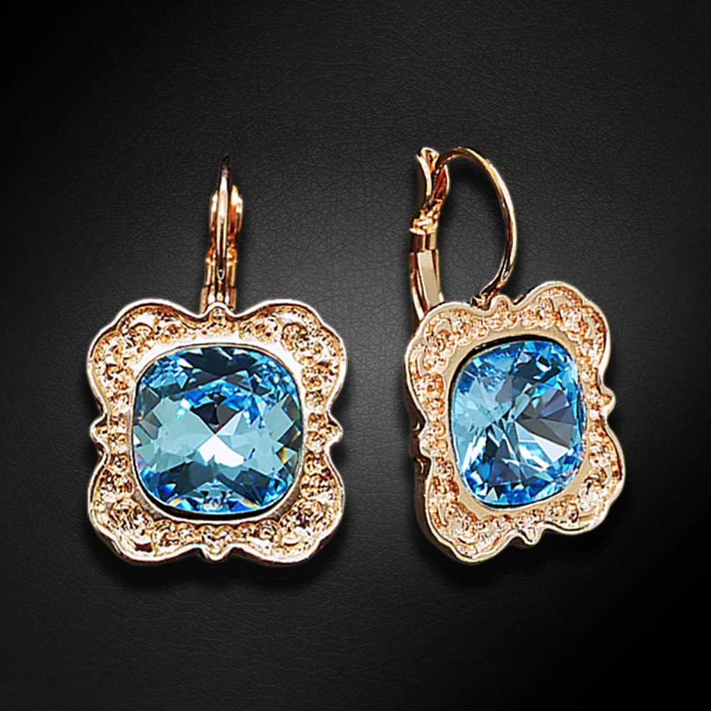 Diamond Sky Jewelry Auskarai „Nostalgia (Aquamarine Mėlyna)“ su Swarovski® kristalais