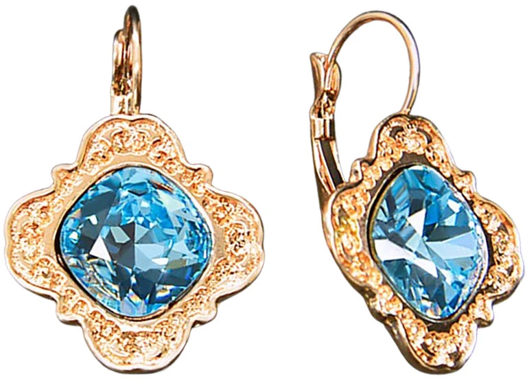 Diamond Sky Jewelry Auskarai „Nostalgia III (Aquamarine Mėlyna)“ su Swarovski® kristalais