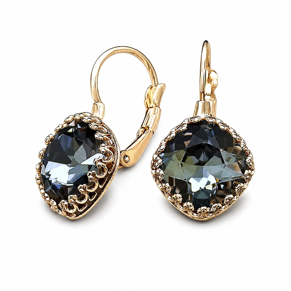 Diamond Sky Jewelry Auskarai „Vintage IV (Sidabrinis Night)“ su Swarovski® kristalais
