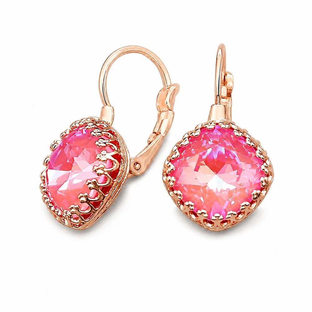 Diamond Sky Jewelry Auskarai „Vintage IV (Lotus Rožinė DeLite)“ su Swarovski® kristalais
