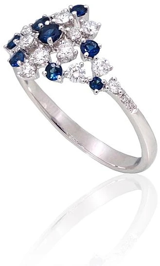 Diamond Sky Jewelry Auksinis žiedas su deimantais ir safyrais „Lunar Symphony“