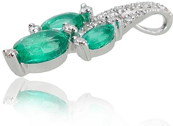 Diamond Sky Jewelry Auksinis pakabukas su deimantais ir smaragdais „Emerald Vine“