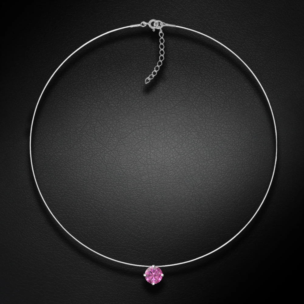 Diamond Sky Jewelry Nematomas sidabrinis pakabukas „Invisible (Rubellite)“ su Swarovski® kristalu