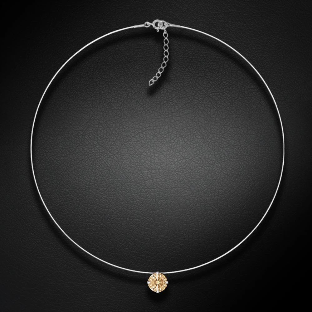 Diamond Sky Jewelry Nematomas sidabrinis pakabukas „Invisible (Fancy Champagne)“ su Swarovski® kristalu
