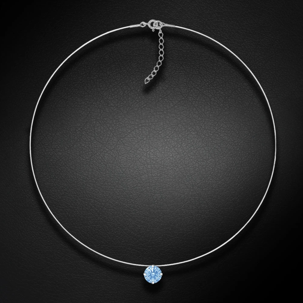 Diamond Sky Jewelry (Išskirtinis) Nematomasis sidabrinis pakabukas (Arctic Mėlyna) su Swarovski Zirconia Pure Brilliance kristalu