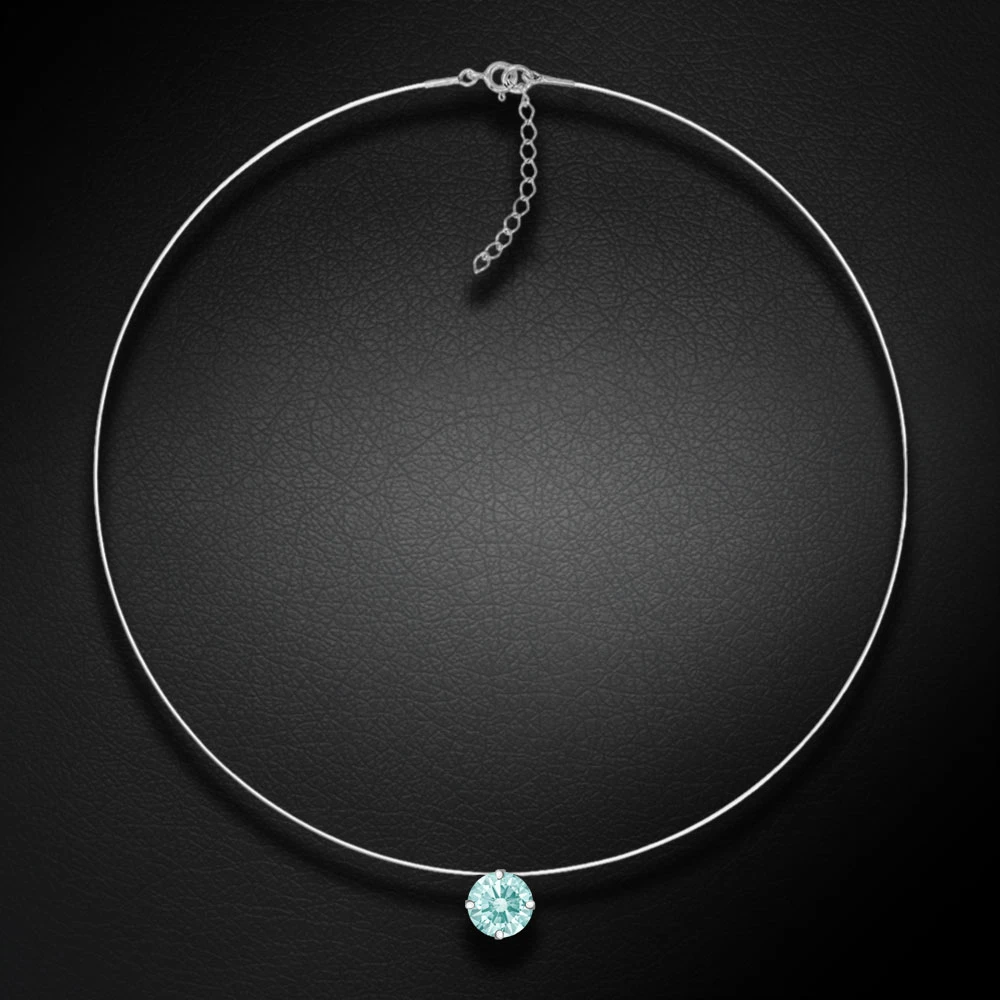 Diamond Sky Jewelry (Išskirtinis) Nematomasis sidabrinis pakabukas (Frosty Mint) su Swarovski Zirconia Pure Brilliance kristalu