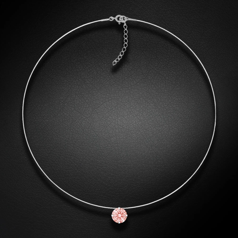 Diamond Sky Jewelry Nematomas sidabrinis pakabukas „Invisible (Fancy Morganite)“ su Swarovski® kristalu