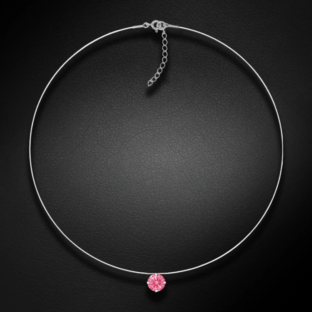 Diamond Sky Jewelry (Išskirtinis) Nematomasis sidabrinis pakabukas (Fancy Rožinė) su Swarovski Zirconia Pure Brilliance kristalu