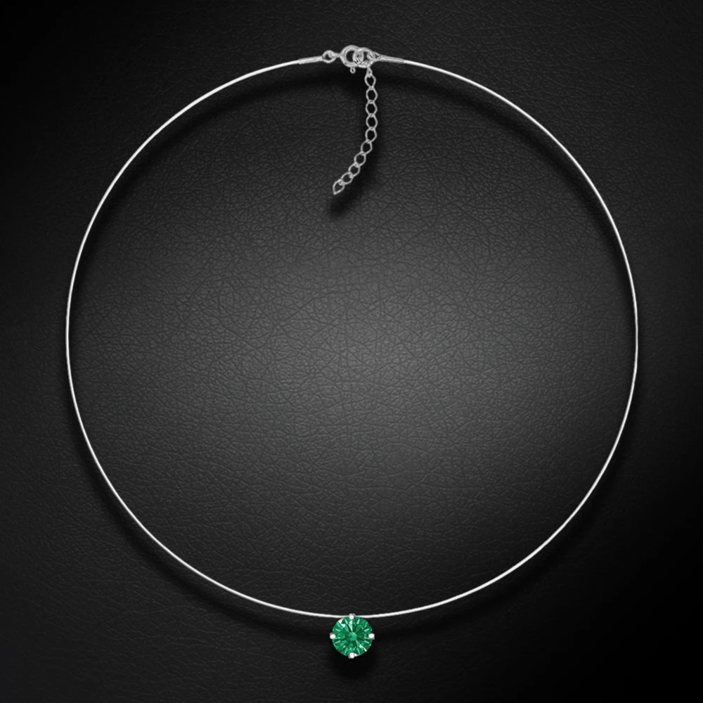 Diamond Sky Jewelry Nematomas sidabrinis pakabukas „Invisible (Žalias)“ su Swarovski® kristalu