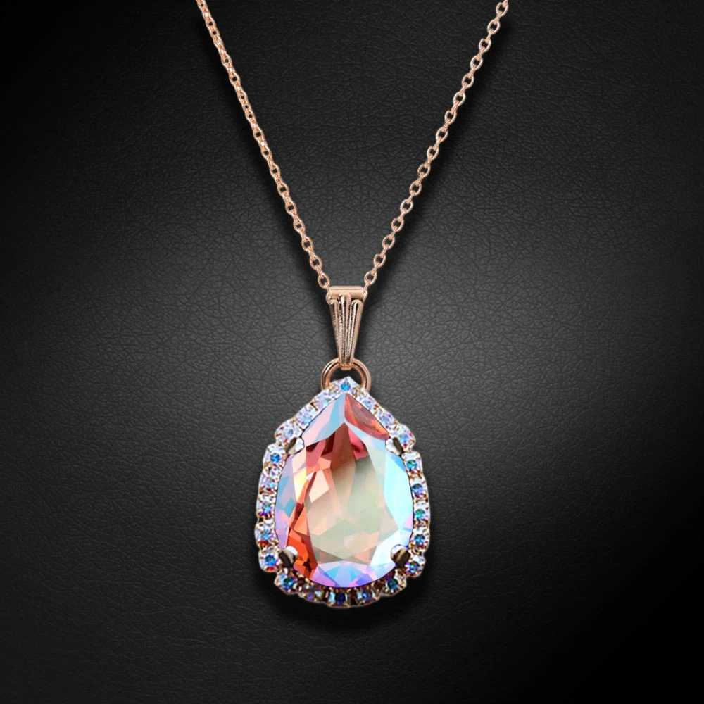 Diamond Sky Jewelry Pakabukas „Celestial Drop III (Rose Peach Shimmer)“ su Swarovski® kristalais