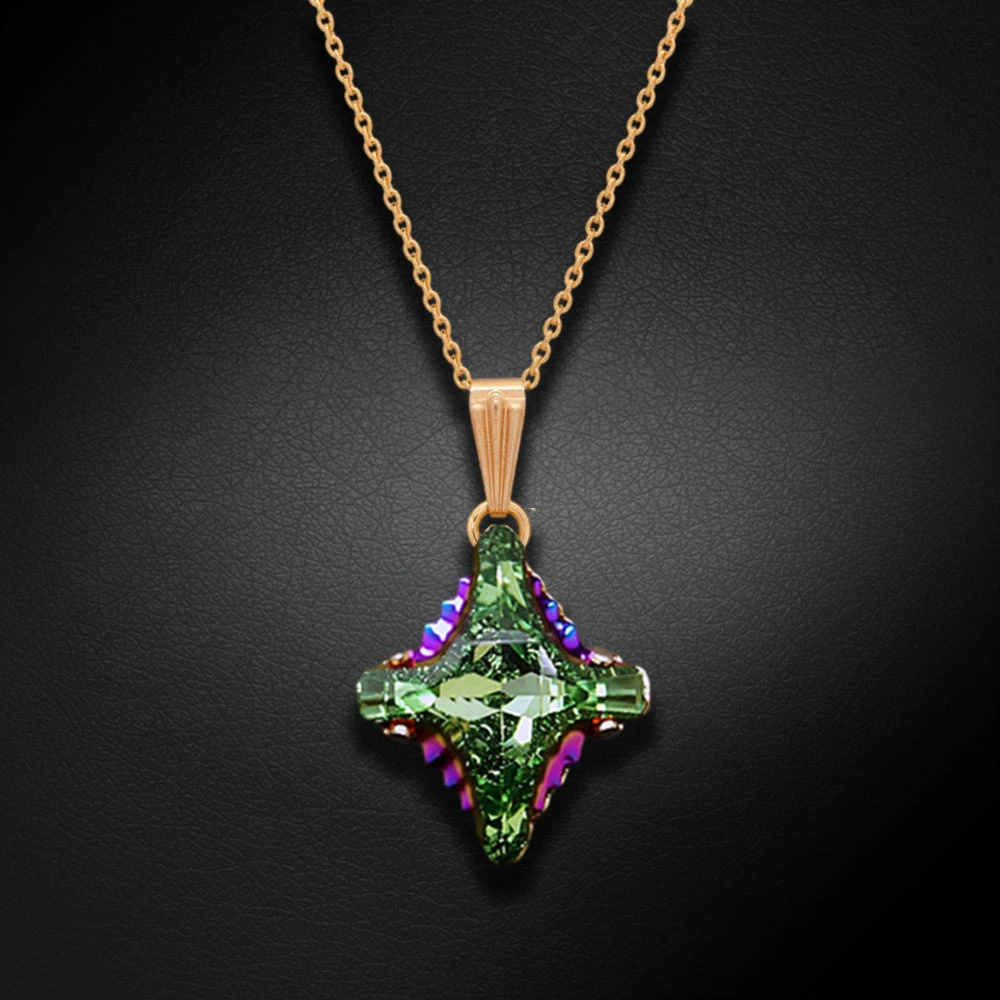 Diamond Sky Jewelry Pakabukas „Crystal Rhombus II (Peridot Scarabaeus Žalias)“ su Swarovski® kristalais